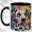 Black, variant on Mosaic Spotted Dog Coffee Mug, Floral Pet Mug, Ceramic 11 oz
