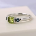 thumbnail image 2 of Cushion cut 6 mm peridot ring with London blue topaz side stones custom August/ November birthstone ring, 2 of 4