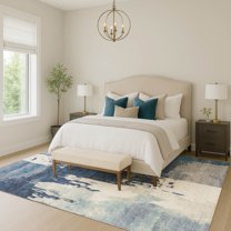 Addison Rugs Chantille Indoor/Outdoor Contemporary Abstract Blue Machine Washable Rectangle Rug, 5' x 7'6"