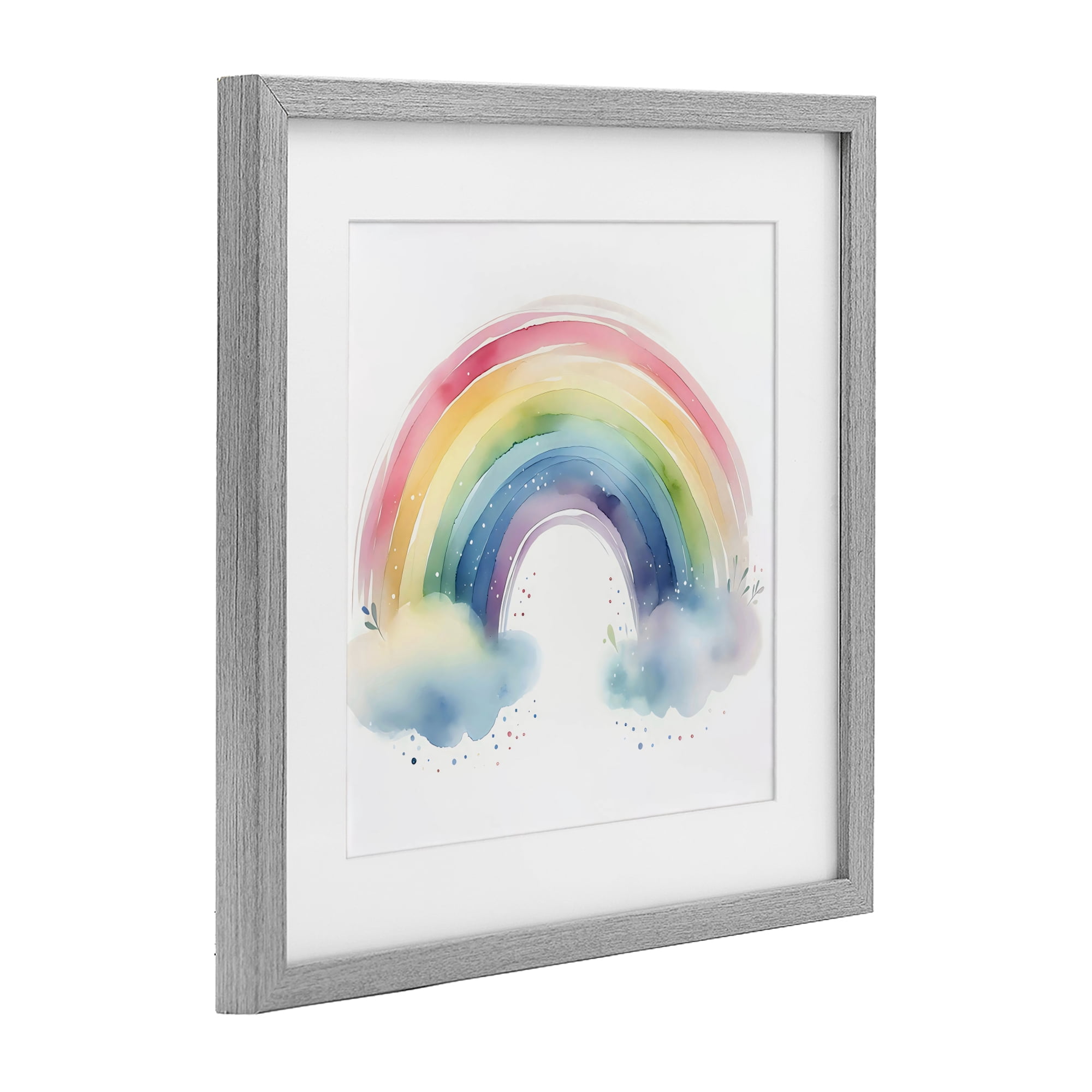 Stupell Industries Soft Rainbow with Clouds Gray Framed Print Under Glass, design by Creative Studio
