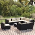 thumbnail image 1 of vidaXL 10 Piece Garden Lounge Set with Cushions Poly Rattan Black, 1 of 5