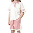 thumbnail image 6 of WRKEKC Kids Summer Outfits School Collared Button Down Short Sleeve Top and Elastic Waist 5 Inch Shorts Set for 4-16 Years, 6 of 7