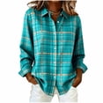 thumbnail image 3 of Luivaraty Womens Flannel Plaid Shirts Long Sleeve Blouse Soft Fashion Casual Button Down Lapel Outwear Tops,S-2XL, 3 of 6