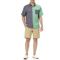 thumbnail image 2 of INSPIRE CHIC Men's Shirts Short Sleeve Summer Cotton Patchwork Button Down Shirts L Navy Green, 2 of 5