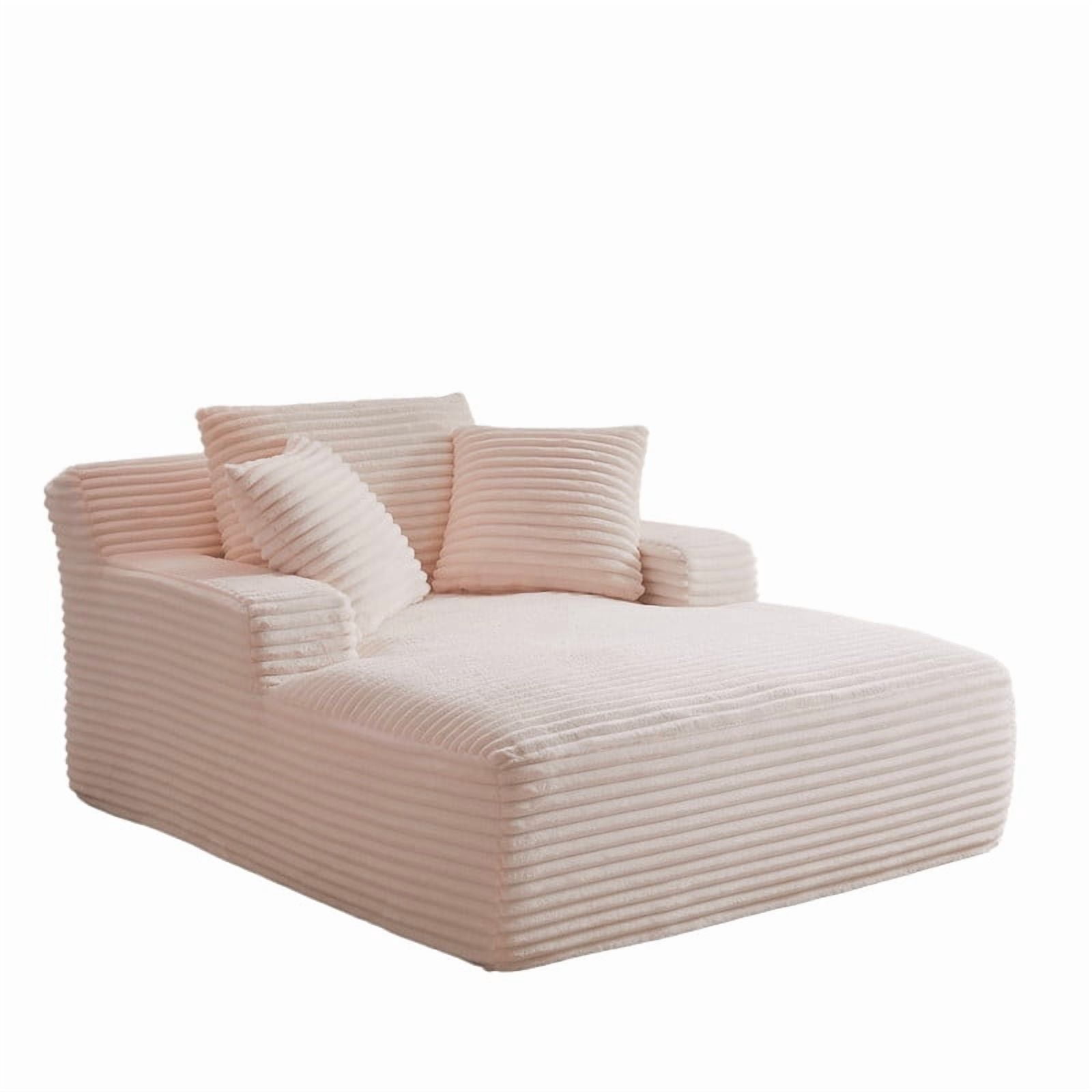 Oversized Chaise Lounge Chair Indoor, Upholstered Sofa Bed Sleeper Sofa Corduroy Cloud Couch Boneless Sofa Reading Chair with 3 Pillows for Living Room, 49.2''x66.1''