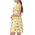thumbnail image 2 of Easygdp Cute Yellow Duck para Vestido Transpirable de Mujer, Vestido Suelto de Manga Corta con Pliegues y Bolsillos para el Verano, 2 of 6