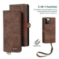 thumbnail image 2 of Magnetic Wallet Case for iPhone 13 Pro Flip Case, Luxury PU Leather Cover ID Cash Credit Card Slots Holder Carrying Pouch Folio Flip Case for Apple iPhone iPhone 13 Pro ,Brown, 2 of 7