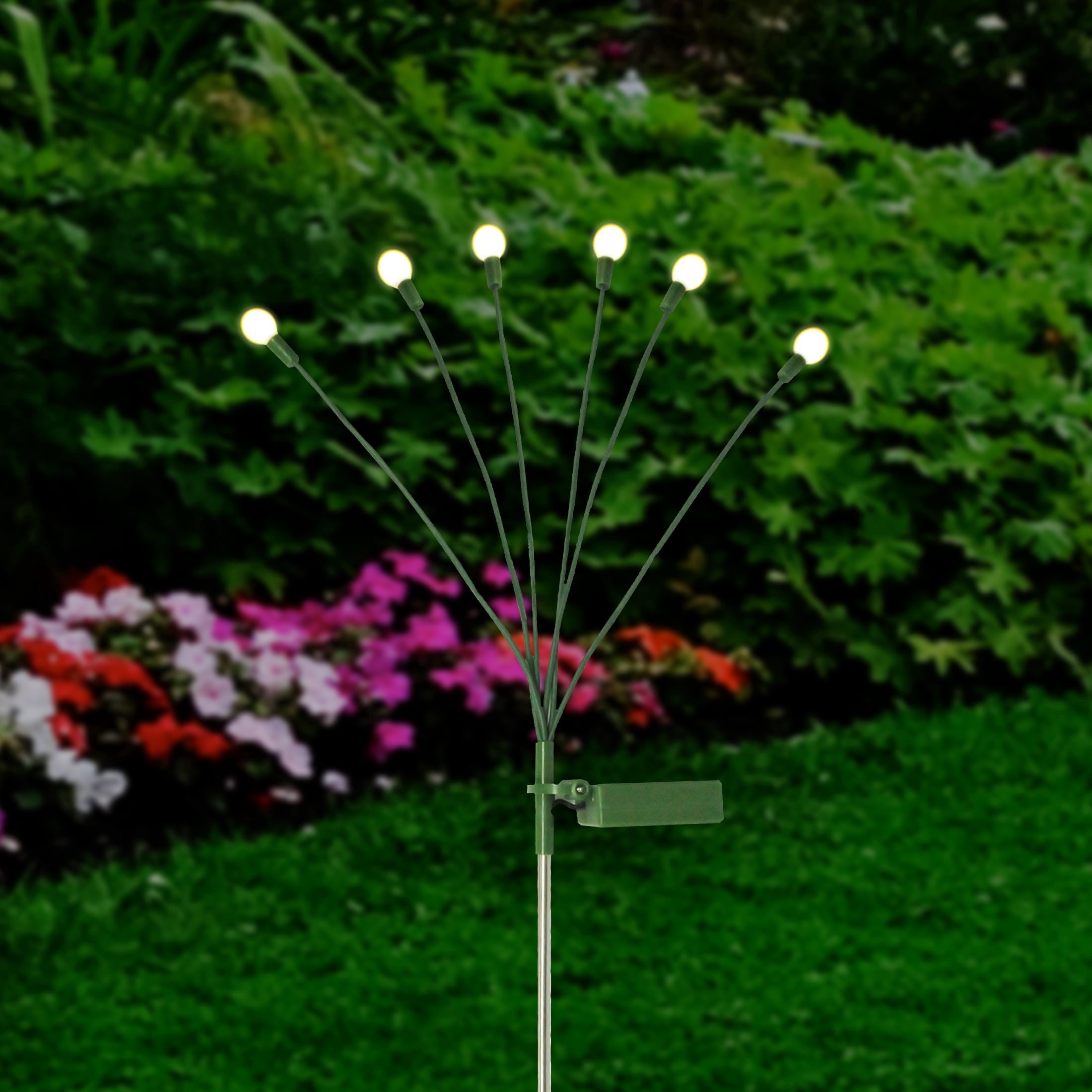 Outdoor Solar-Powered LED Fireflies Yard Stakes, Warm White, 27", 2 Count, by Holiday Time