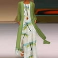 thumbnail image 2 of CEHVOM Robe Décontractée à Imprimé Floral pour Femmes Col Rond Sans Manches Ensemble Deux Pièces en Chiffon Uni, 2 of 8