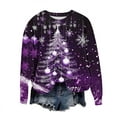 thumbnail image 5 of JSheng Christmas Printed Tops for Women Women's Casual Fashion Loose Round Neck Long Sleeve Pullover Sweatshirts Top Purple S, 5 of 5