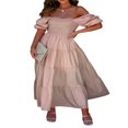 thumbnail image 1 of Robe Longue Élégante pour Femmes à Manches Courtes et Encolure Carrée, 1 of 8