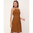 thumbnail image 3 of Moomaya Solid Buttoned Dress, Sleeveless Spaghetti Strap Dress With Side Slit, 3 of 9