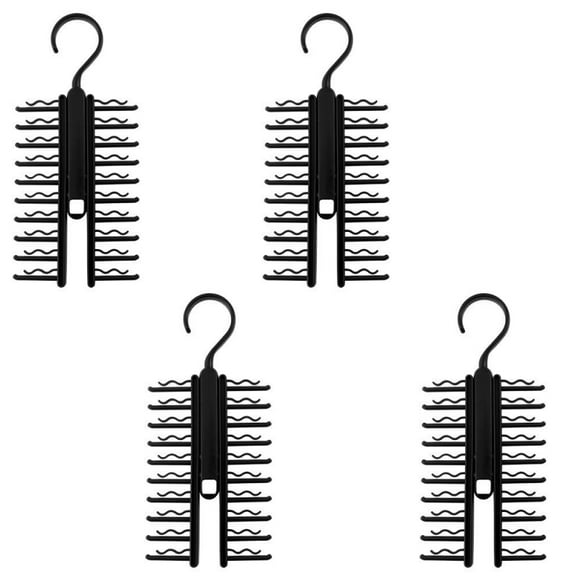4 PCS Tie Rack Hanger Set with 20 Hooks Non-Slip Clips Space Saving Design