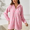 thumbnail image 2 of Richie House Casual Nights Women's Summer Print Bathrobe Zip Up Long Sleeve Sleepwear Dress RHW4094-B-M, 2 of 7