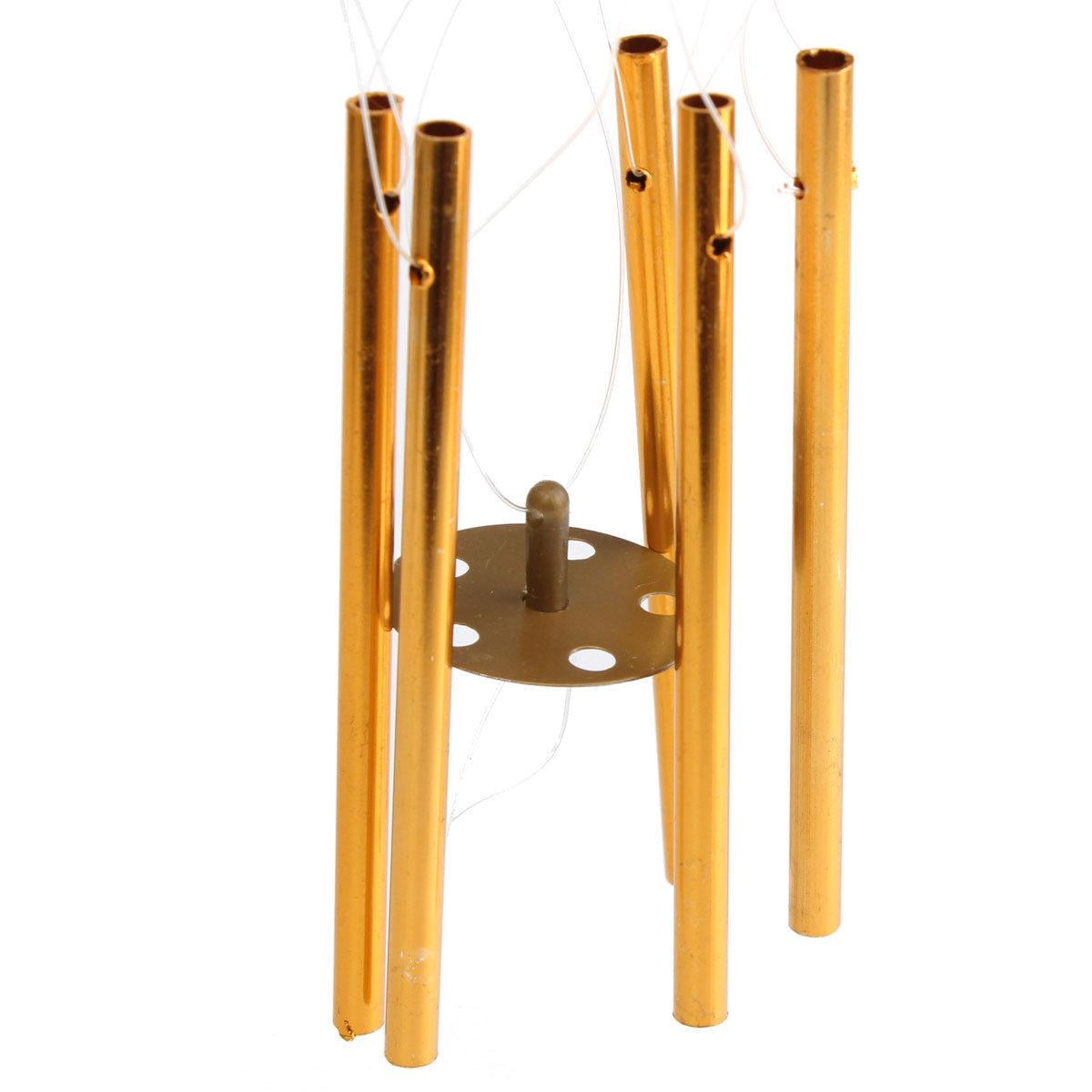 Brass Chinese 5-Layer Roof Bell 5 Tube Metal Wind Chime Garden Hanging Decor 