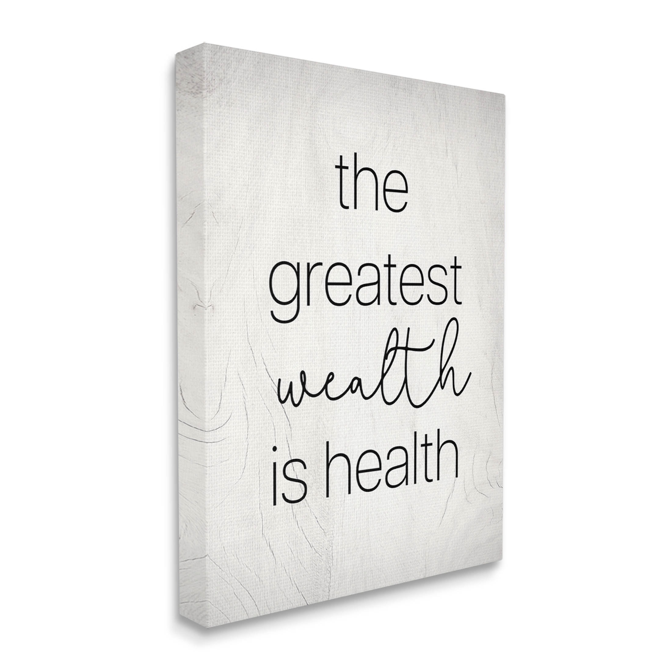 Stupell Industries Greatest Wealth Is Health Phrase Graphic Art Gallery Wrapped Canvas Print Wall Art, Design by Lil' Rue