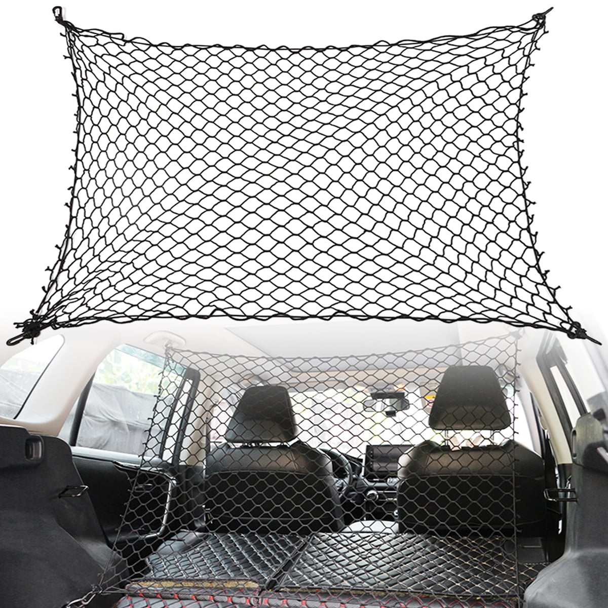 THRENS Car Dog Barrier Net with Hooks Durable Dog Car Safety Barrier