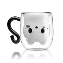 1PC Cat Mugs, Double Wall Glass Cute Coffee Tea Cup, Ideal for Valentines Mothers Day Easter Christmas Gifts