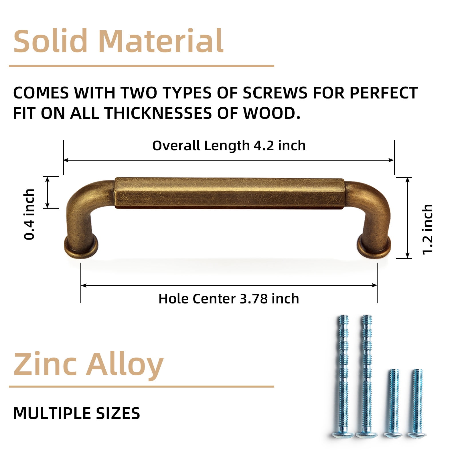Goo-Ki 12 Pack 3.8''(96 mm) Hole Centers Zinc Alloy Cabinet Handles, Antique Brass Cabinet Pulls for Kitchen,Drawer,Cupboard & Wardrobe