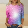 thumbnail image 2 of YUGYXL Trendy 3/4 Sleeve Tshirts for Women Sparkly Sequin Comfy Shirts Crew Neck Lightweight Tops Casual Soft Tunics Blouse Vacation Tees, 2 of 6