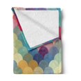 thumbnail image 2 of Abstract Soft Flannel Fleece Throw Blanket, Colorful Retro Style Scales Inspired Wave Pattern Overlapping Circles Dots Tile, Cozy Plush for Indoor and Outdoor Use, 50" x 60", Multicolor, by Ambesonne, 2 of 5