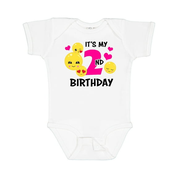 Inktastic Its My 2nd Birthday with Emojis Girls Baby Bodysuit