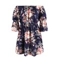 thumbnail image 3 of Women's Casual Dress Sleeveless Summer Off Shoulder Floral Short Dress for Women Loose Casual Party Dress Blue M, 3 of 4