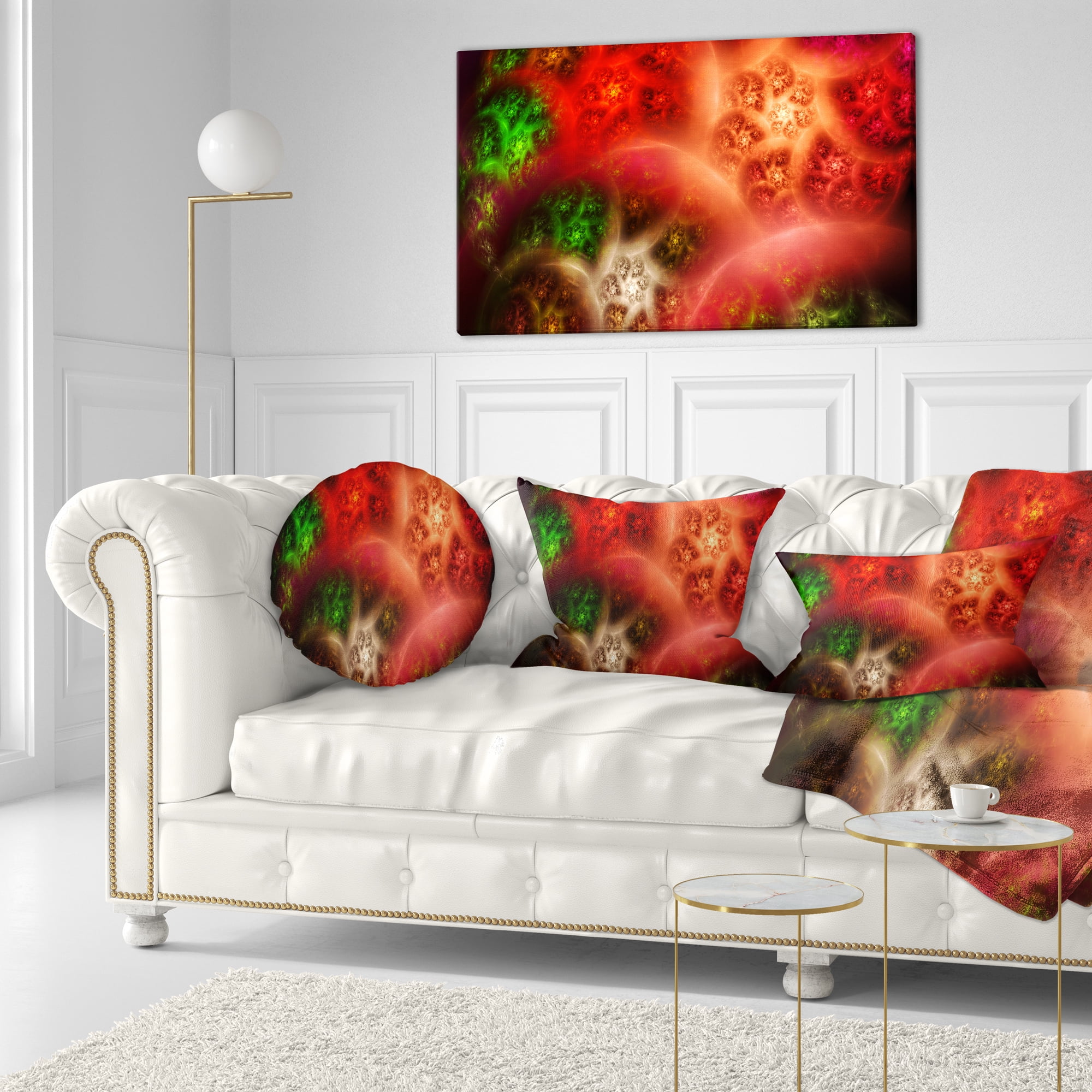 Designart Red Magic Stormy Sky - Abstract Throw Pillow - 12x20