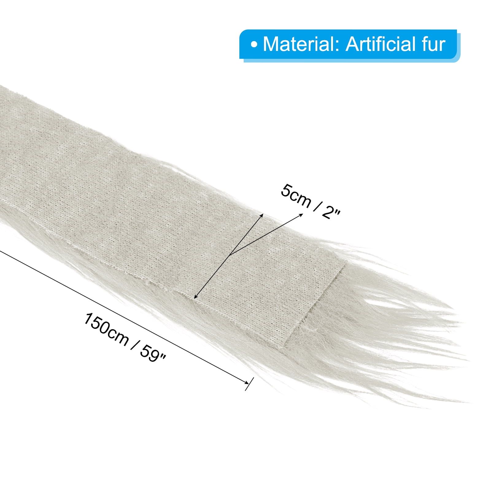 Uxcell Plush Faux Fur Fabric Precut Strips, 59" x 2" Fluffy Faux Fur Ribbon, Grey 2Pack