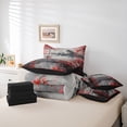 thumbnail image 6 of Homewish Red Cherry Blossoms 7 Pieces Full Size Bedding Sets,Japanese Ink Landscape Full Size Bed in a Bag,Black Reversible, 6 of 8