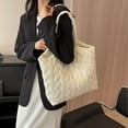 thumbnail image 2 of Bolso de mano acolchado para mujer, bolso de hombro grande, bolso de diseñador, bolso de trabajo con cremallera, bolso de mano de plumón, 2 of 6
