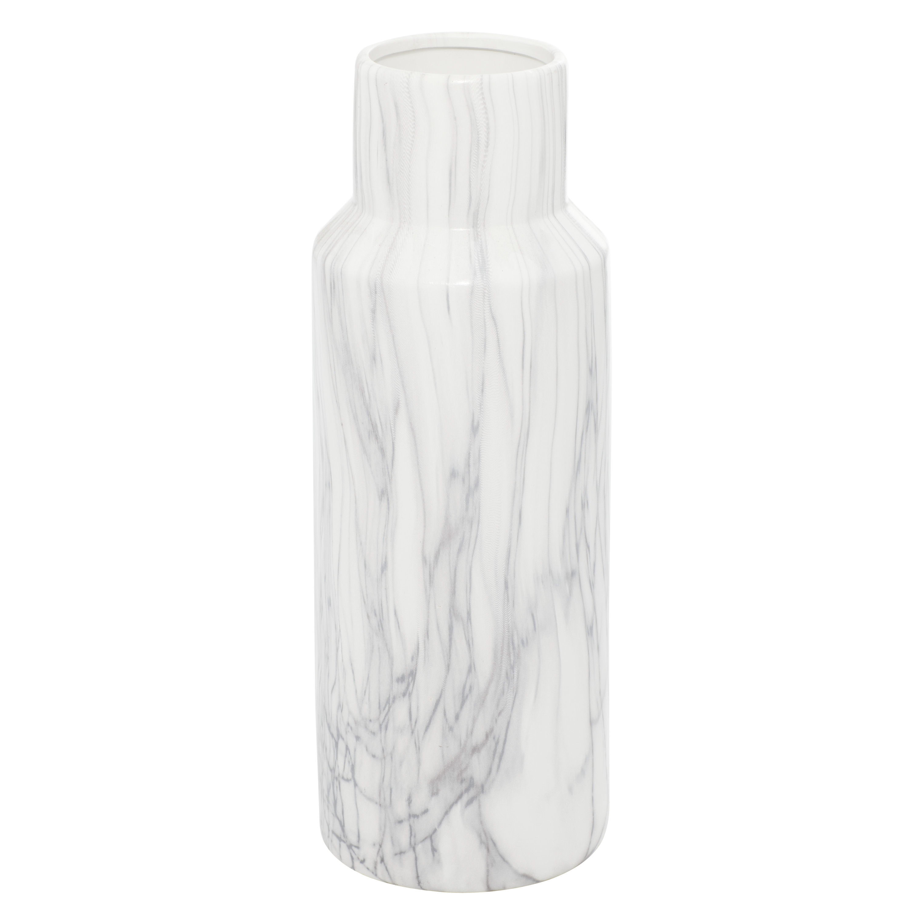 DecMode 15" Faux Marble White Ceramic Vase - image 5 of 6
