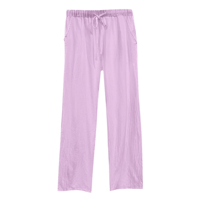 Womens Daily Elastic Waist Workout Trousers - Solid Design, Comfortable Fabric, Suitable for All Seasons