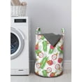thumbnail image 3 of Fruits Laundry Bag, Dragon Fruit Branches Tropical Season Palm Leaves Summer Illustration, Basket with Handles Drawstring Closure for Laundromats, 13" x 19", Hot Pink Green and White, by Ambesonne, 3 of 4