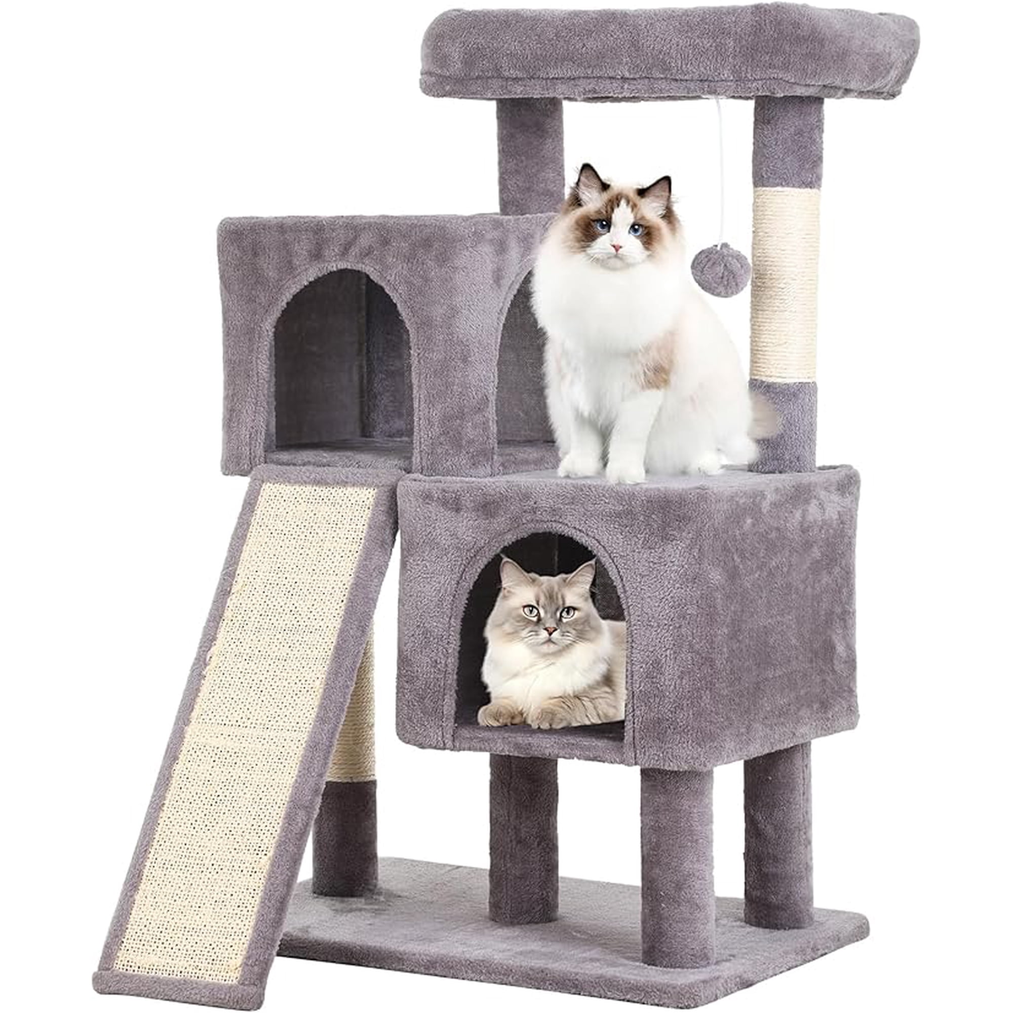 FDW Cat Tree for Indoor Cats 36" Cat Tower Multi-Level Indoor Cat Play Condo House with Scratching Posts, Spacious Perch,Ashy