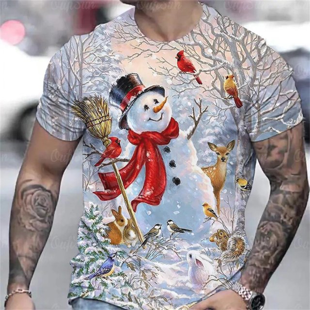 Camisetas de tren de Navidad para hombre, Top informal de verano con estampado 3d, camisetas holgadas de gran tamaño, ropa de manga corta de diseñador callejero para hombre