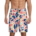 thumbnail image 1 of Balery Abstract Leopard Print Pantalones cortos de pijama de punto de algodón para hombre con cinturilla y bolsillos-4X-Large, 1 of 6