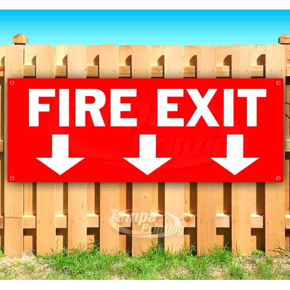 Fire Exit 13 oz Vinyl Banner With Metal Grommets
