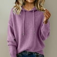 thumbnail image 2 of Sweaters for Women Crew Neck Soft Wool Hoodies Lightweight Cozy Knitted Drawstring Hooded Pullover, 2 of 5