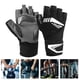thumbnail image 5 of BOODUN Guantes de fitness antideslizantes Guantes deportivos de muñeca extendida con medio dedo (Negro Blanco L), 5 of 8