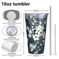 thumbnail image 4 of 16oz Tumblers Pioneer Flower Floral Print Pattern Stainless Steel Vacuum Insulated Double Wall Travel Tumbler Cups Mug with Lid and Straw,Cleaning Brush for Coffee,Tea, 4 of 4