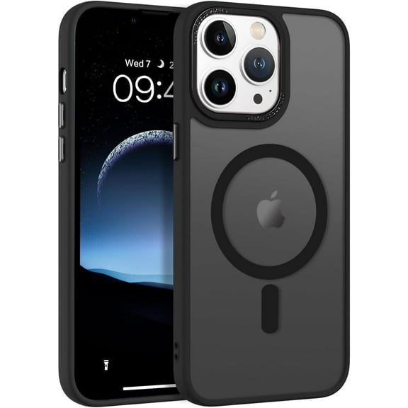 for iPhone 13 Pro Case Magnetic[Compatible with Magsafe], Translucent Matte Back Anti-Scratch Full Body Protective Cover Shockproof Phone Case for Apple iPhone 13 Pro 6.1", Black