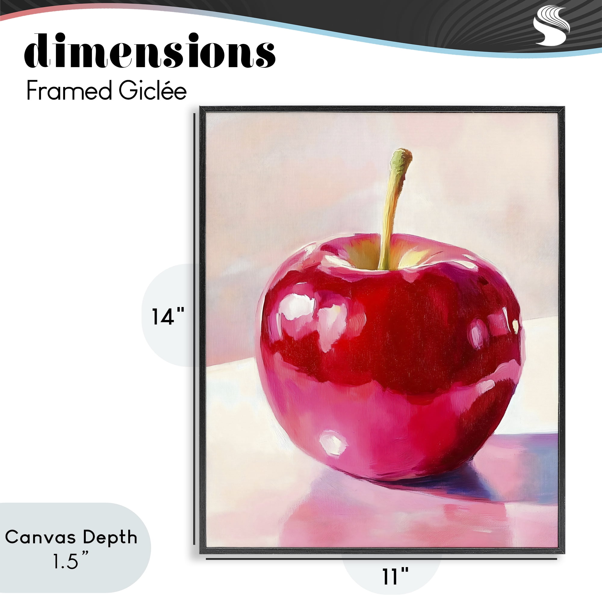 Stupell Industries Shiny Red Apple Reflection Black Framed Giclee Art, design by The Prints Vibe