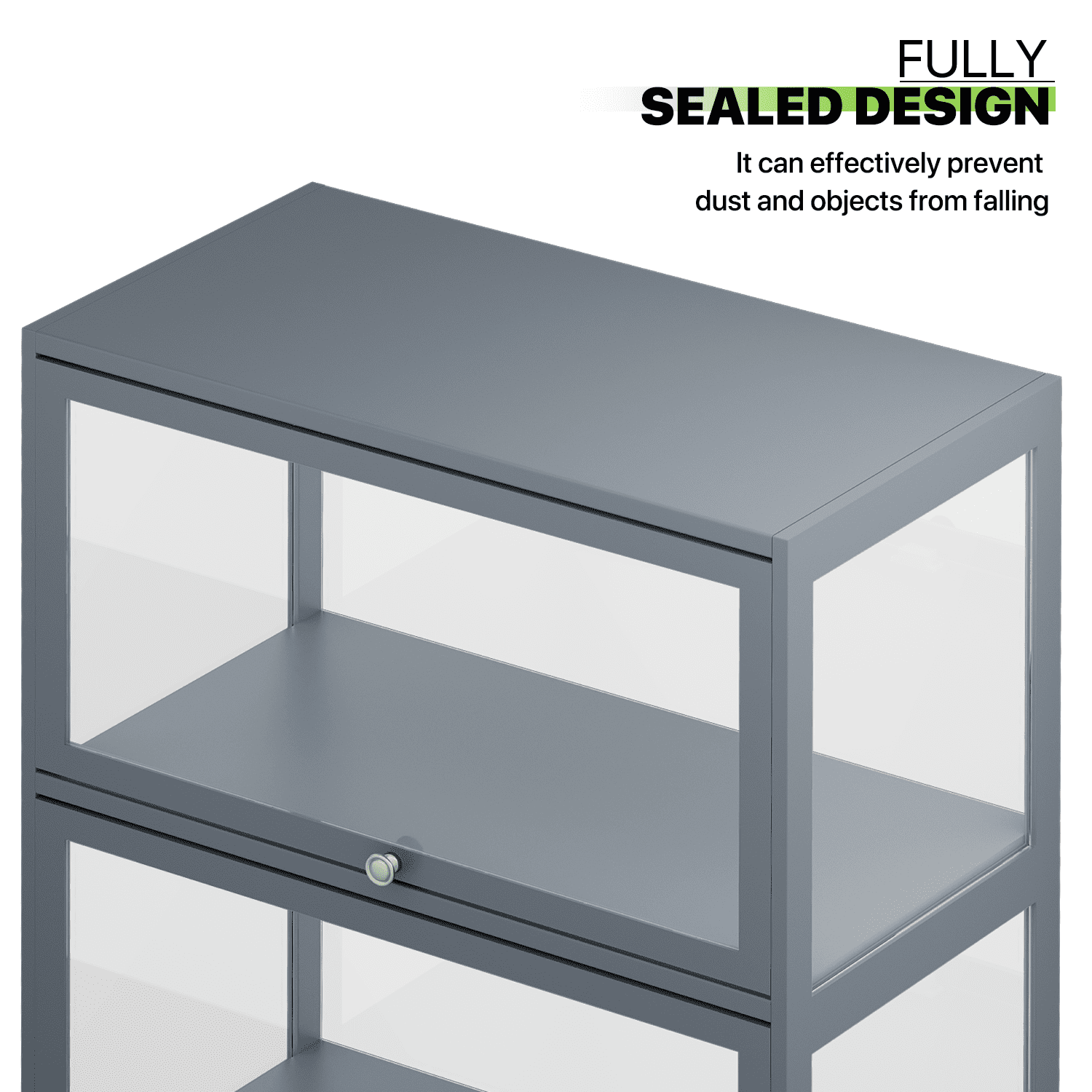 Magshion Modern 67.5" 5-Tier Shelf Display Cabinet with Acrylic Flip-Up Door and Metal Handle, Curio Cabinet Collection Display Case, Floor Standing Showcase Organizer for Home Office