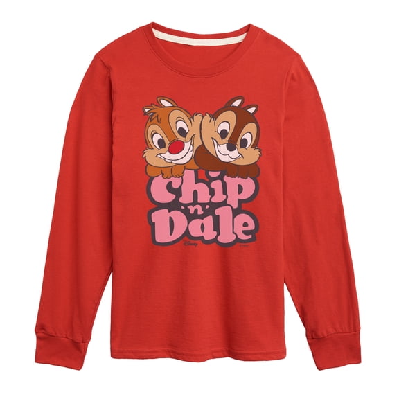 Chip N' Dale Rescue Rangers - Chip Dale Stacked Names - Youth Boys Long Sleeve Graphic T-Shirt