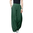 thumbnail image 1 of Hanerdun Women Wide Legs Pants Female Casual Trousers Baggy Bottom Green S, 1 of 5