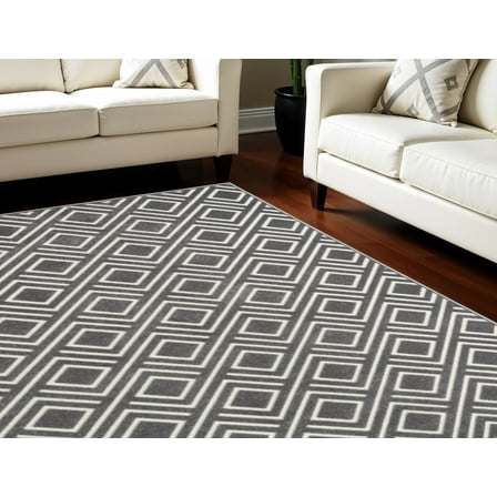 HomeRoots 569789 9 x 12 ft. Geometric Rectangle Area Rug, Gray