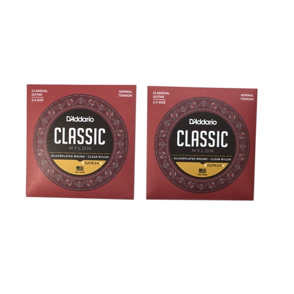 D'Addario Guitar Strings 2-Pack EJ27N 3/4 Student Classical Nylon