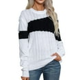 thumbnail image 2 of LEBONYARD Sweaters for Women Clearance $5.00,Womens Lightweight Sweaters up to 50% off,Women's Multi Color Round Neck Sweater Fashion Casual Pullover Long Sleeve Knit White L, 2 of 7