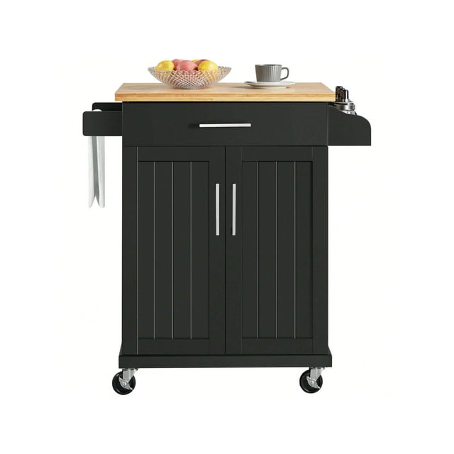 Carrito de Cocina Madera Carrito de Almacenamiento con Estante Ajustable Isla de Cocina con Clóset de Almacenamiento y Cajones para Comedor
